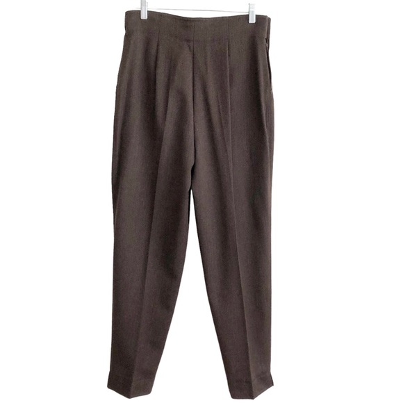 MaxMara Gorgeous Vintage 80s Cocoa Wool High Waisted Tapered Pants 12 EPC - Picture 2 of 9